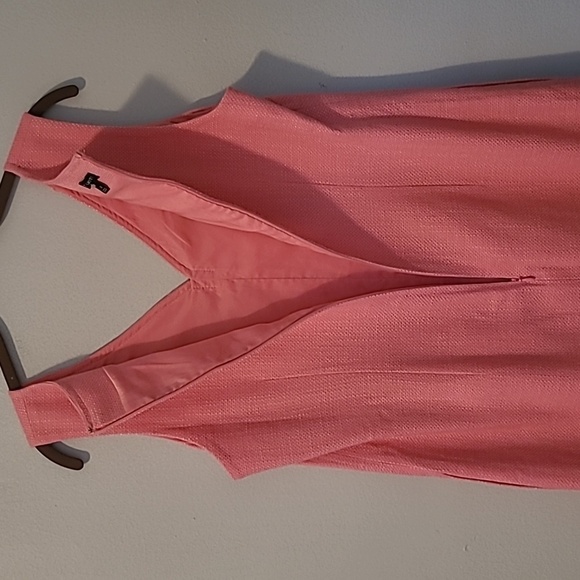Talbots Pink V-neck Sleeveless Tweed Woven Texture Shift Dress Wmns 12 Career - Picture 10 of 15